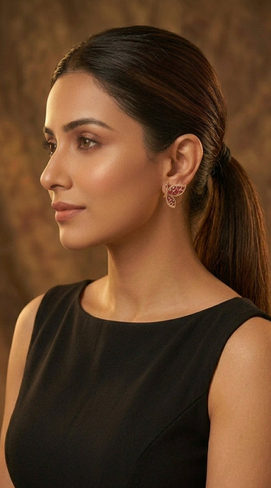 Gold-Toned Butterfly Designed Stud Earrings ER 889