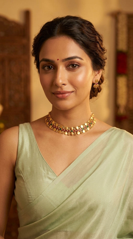 Gold-Polish Kaasu Designed Necklace 1431