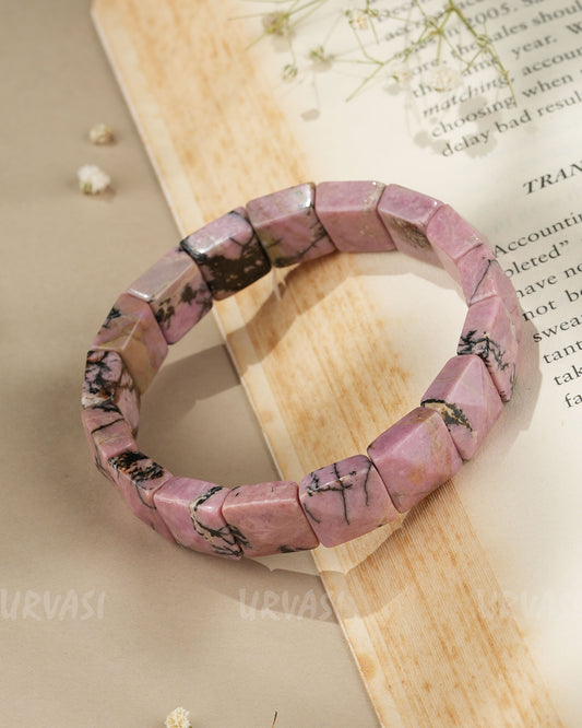 Handmade Rhodonite Stretchable Square Bracelet BR 61