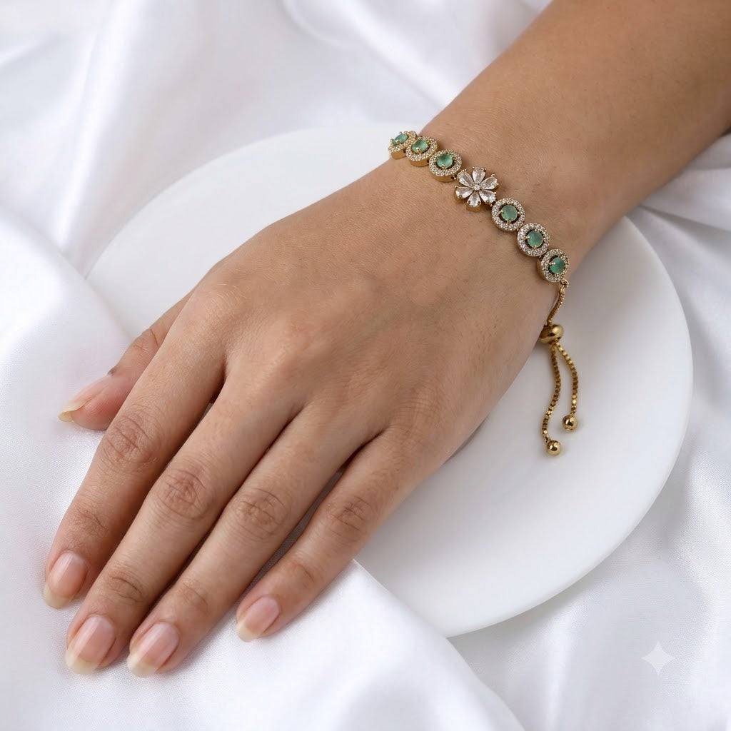 Mehendi Polish Floral Stone-Studded Bracelet BR 38