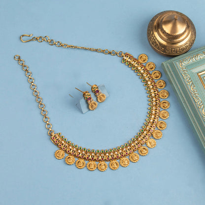 Gold-Toned Lakshmi Stone Necklace 1206