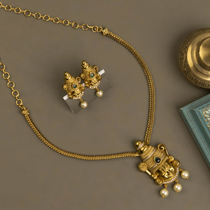 Gold-Toned Venkateswara Pearl Drops Necklace 1213