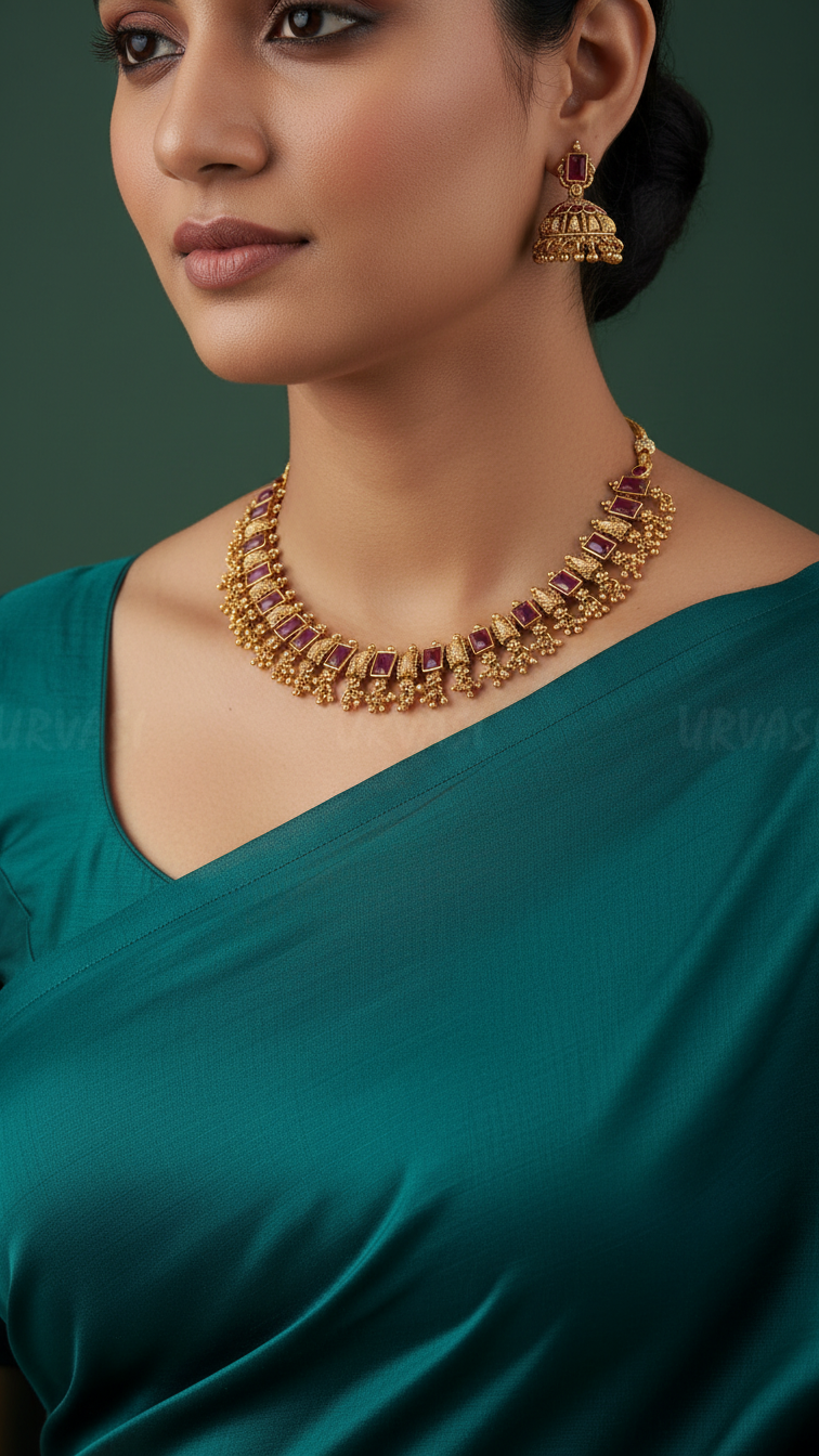 Premium Gold Polish Floral Simple Choker Necklace 1288