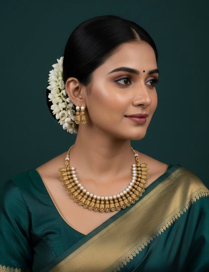 Gold-Toned Antique Muktamala Necklace 091