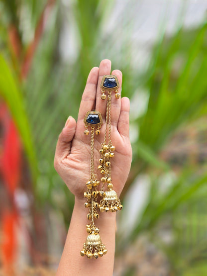 Matte Gold Polish Kashmiri Jhumka Earrings ER 419