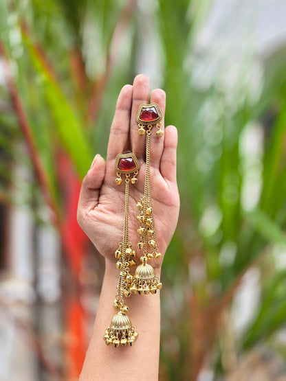 Matte Gold Polish Kashmiri Jhumka Earrings ER 419