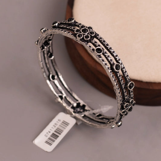 Vintage Oxidised Silver Floral Bangles BA 380