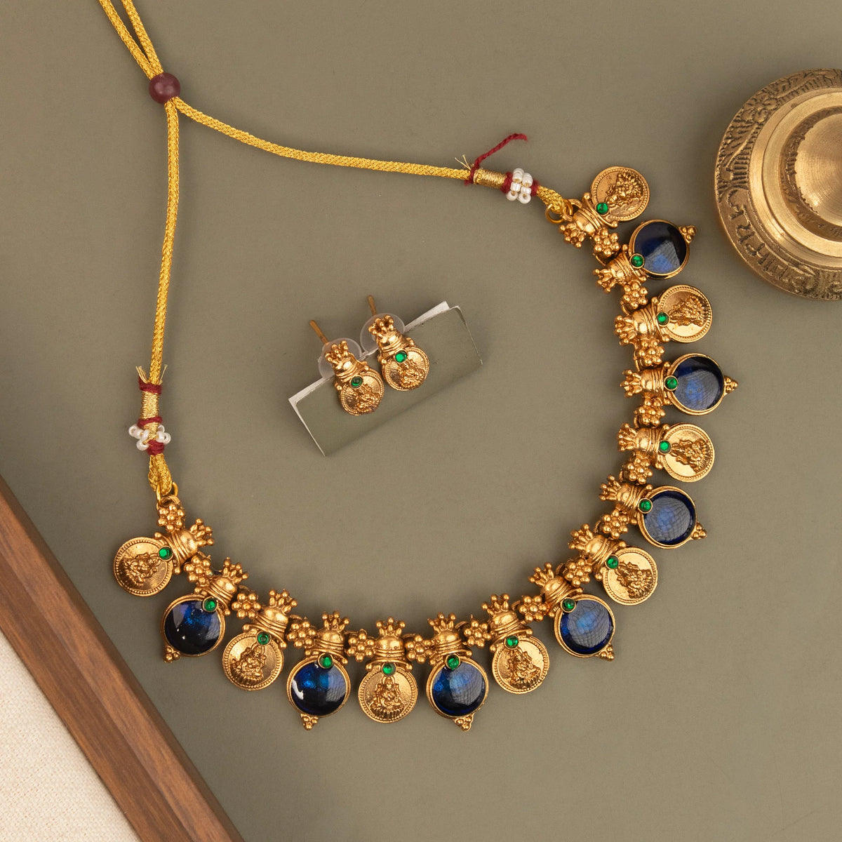 Gold-Toned Traditional Kaasu Lakshmi Necklace 1820