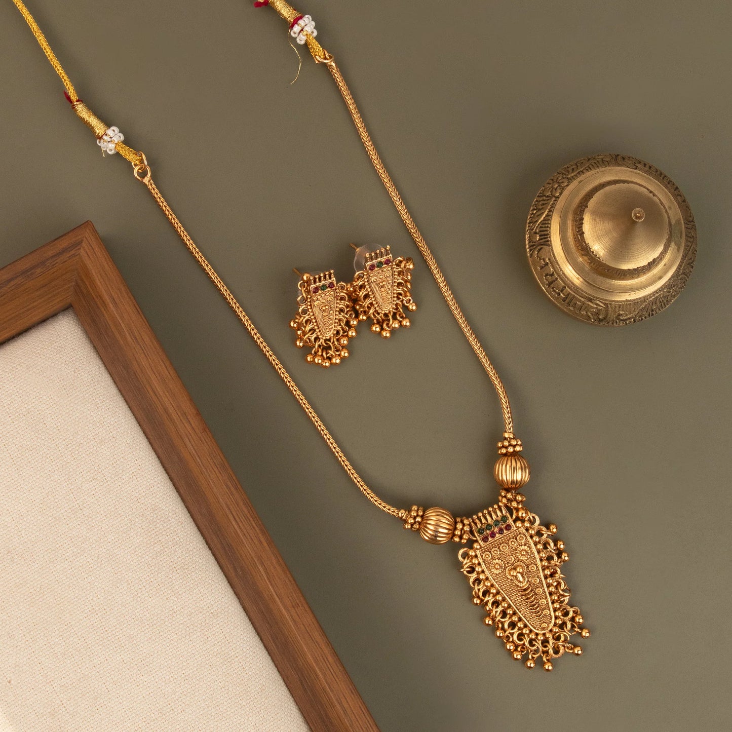 Gold-Polish Nettipattam Designed Necklace 1598