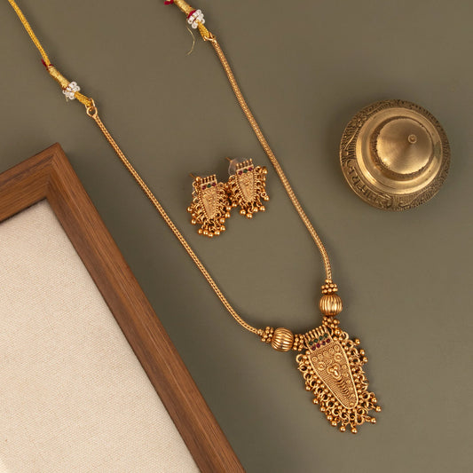 Gold-Polish Nettipattam Designed Necklace 1598
