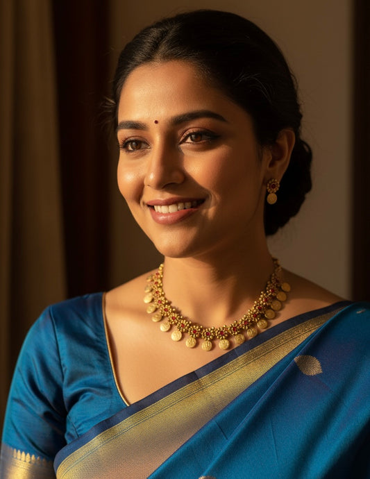 Gold-Toned Floral Kaasu Necklace 1368