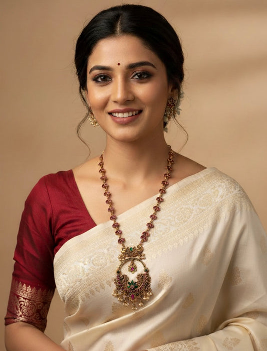 Gold-Polish Non-Idol Peacock Necklace 1377