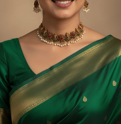 Gold-Toned Lakshmi Floral Pearl Necklace 1373