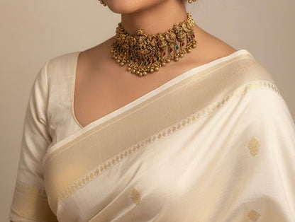 Gold-Toned Lakshmi Peacock Choker Necklace 1375