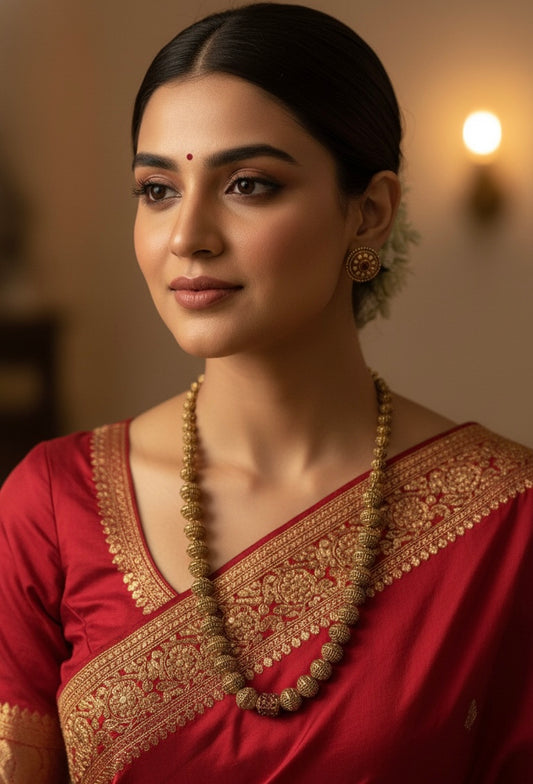 Gold-Toned Ball-Designed Long Necklace 1379