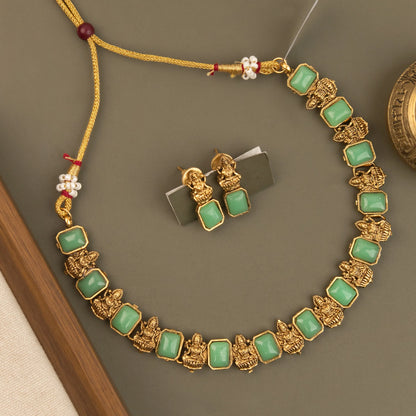 Gold-Toned Traditional Lakshmi Choker Necklace 1784