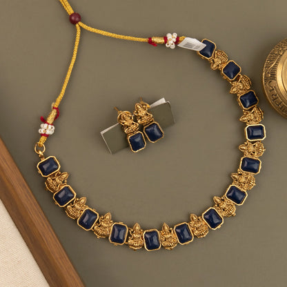 Gold-Toned Traditional Lakshmi Choker Necklace 1784