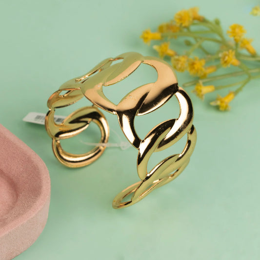 Glossy-Gold Statement Anti-Tarnish Cuff-Bangles BA 377