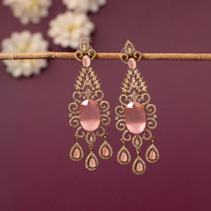 Mehendi Polish Floral Chandelier Drop AD Earring ER 1247