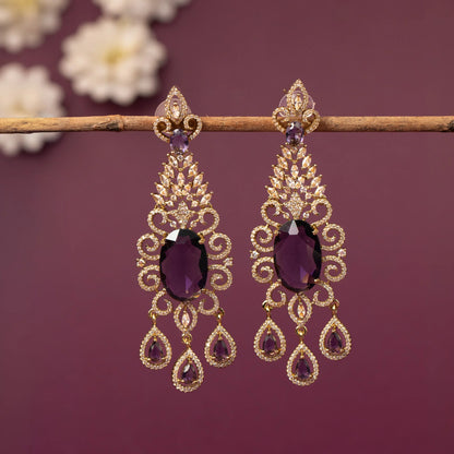 Mehendi Polish Floral Chandelier Drop AD Earring ER 1247