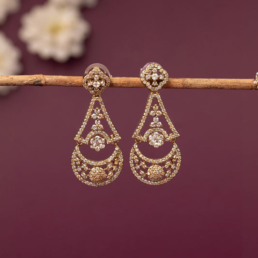 Mehendi Polish zirconia Chandbali  AD Earring  ER 1248