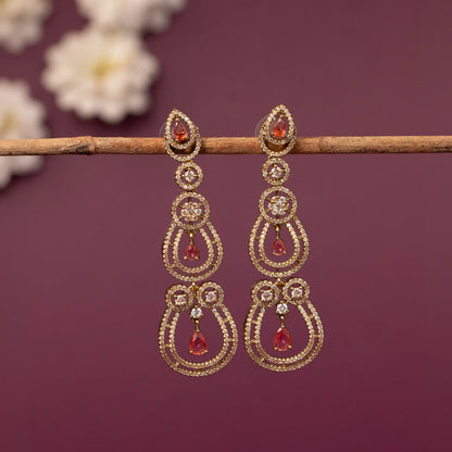 Mehendi Polish   Long Tiered Chandelier AD Earring ER 1246