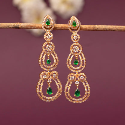 Mehendi Polish   Long Tiered Chandelier AD Earring ER 1246