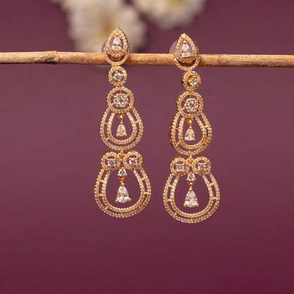 Mehendi Polish   Long Tiered Chandelier AD Earring ER 1246