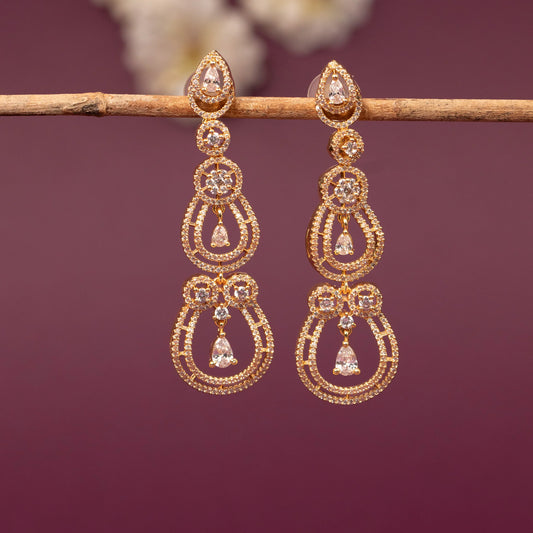 Mehendi Polish   Long Tiered Chandelier AD Earring ER 1246