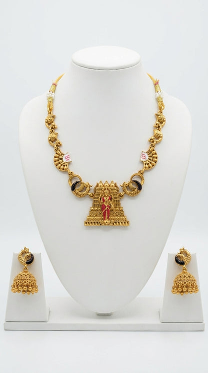 Gold-Toned Gopuram Lakshmi Necklace 1607