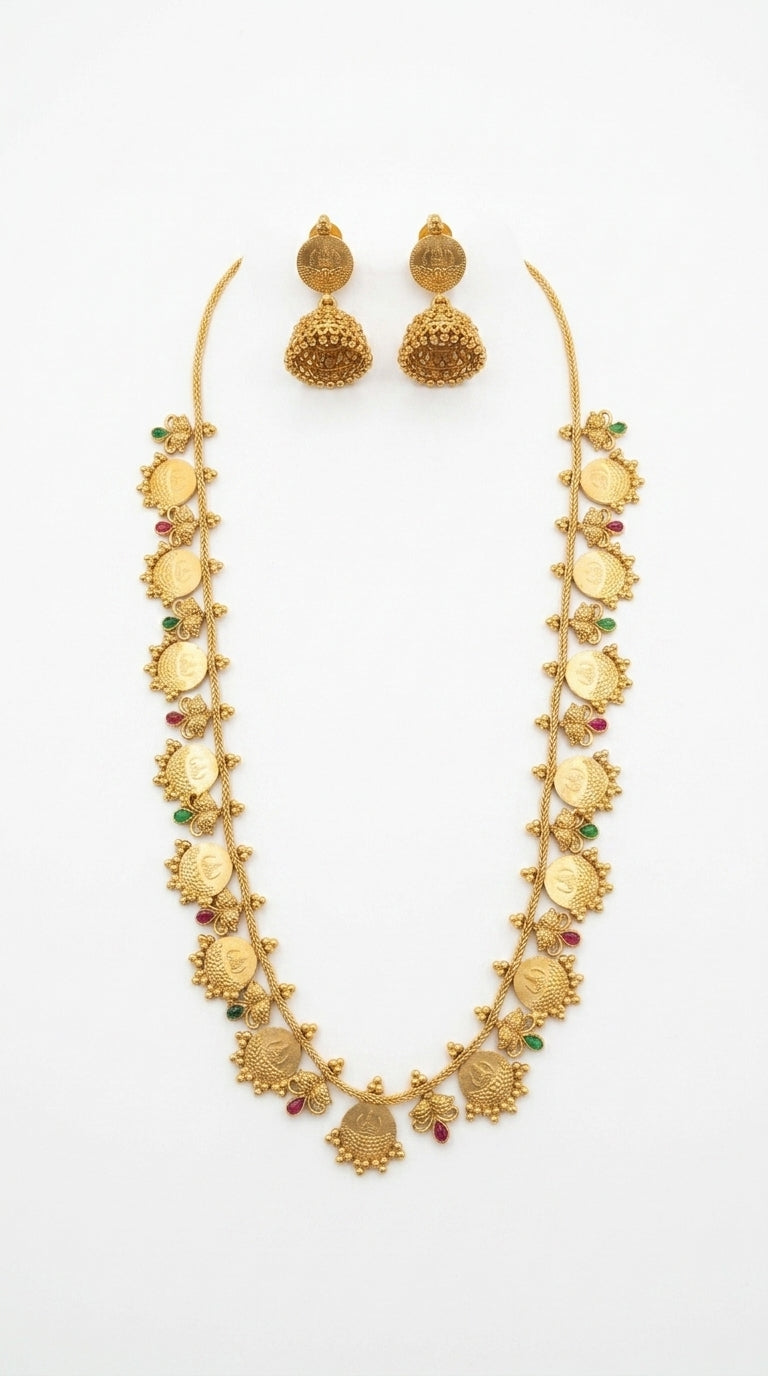 Gold-Toned Lakshmi Kaasu Long Necklace 1606