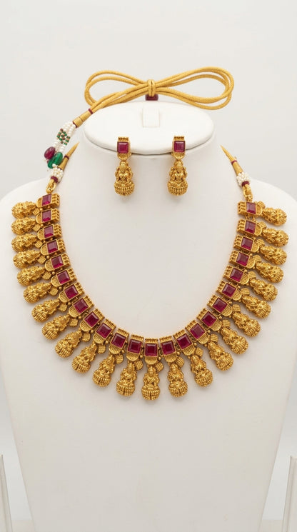 Gold-Toned Lakshmi Floral Choker Necklace 1605