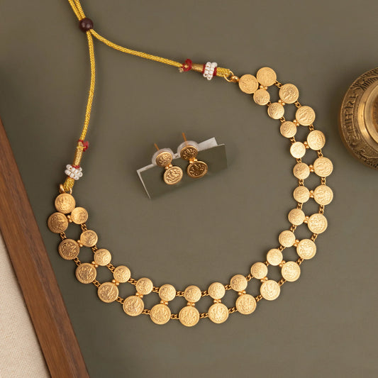 Gold-Toned Two-Layer Kaasu Lakshmi Necklace 249