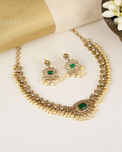 Gold-Toned Dew-Drop Pearl Necklace 831