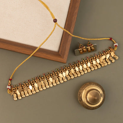 Gold-Toned Traditional  Peacock Ilakkathali Choker Necklace 1732