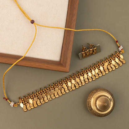 Gold-Toned Traditional  Peacock Ilakkathali Choker Necklace 1732