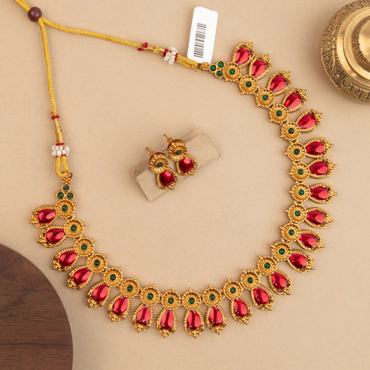 Gold-Toned Traditional Palakka Necklace 1736