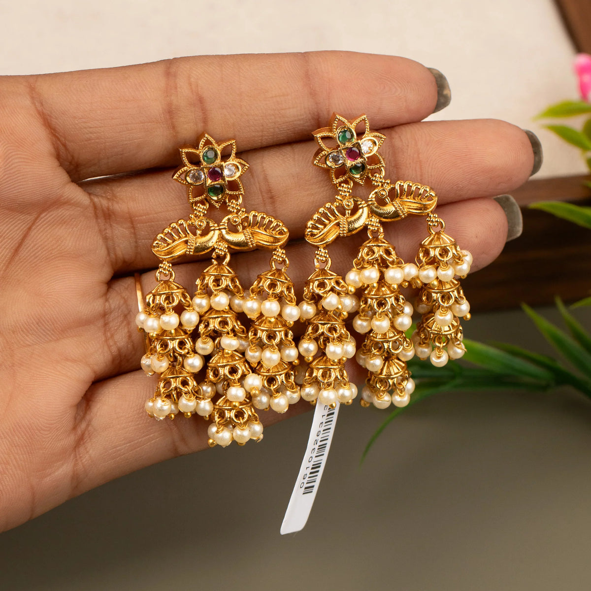 Gold-Floral Peacock Layered  Earring ER 1045