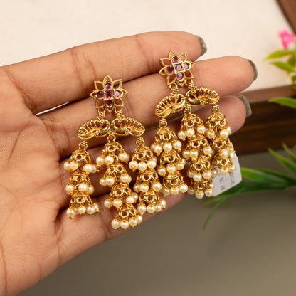 Gold-Floral Peacock Layered  Earring ER 1045