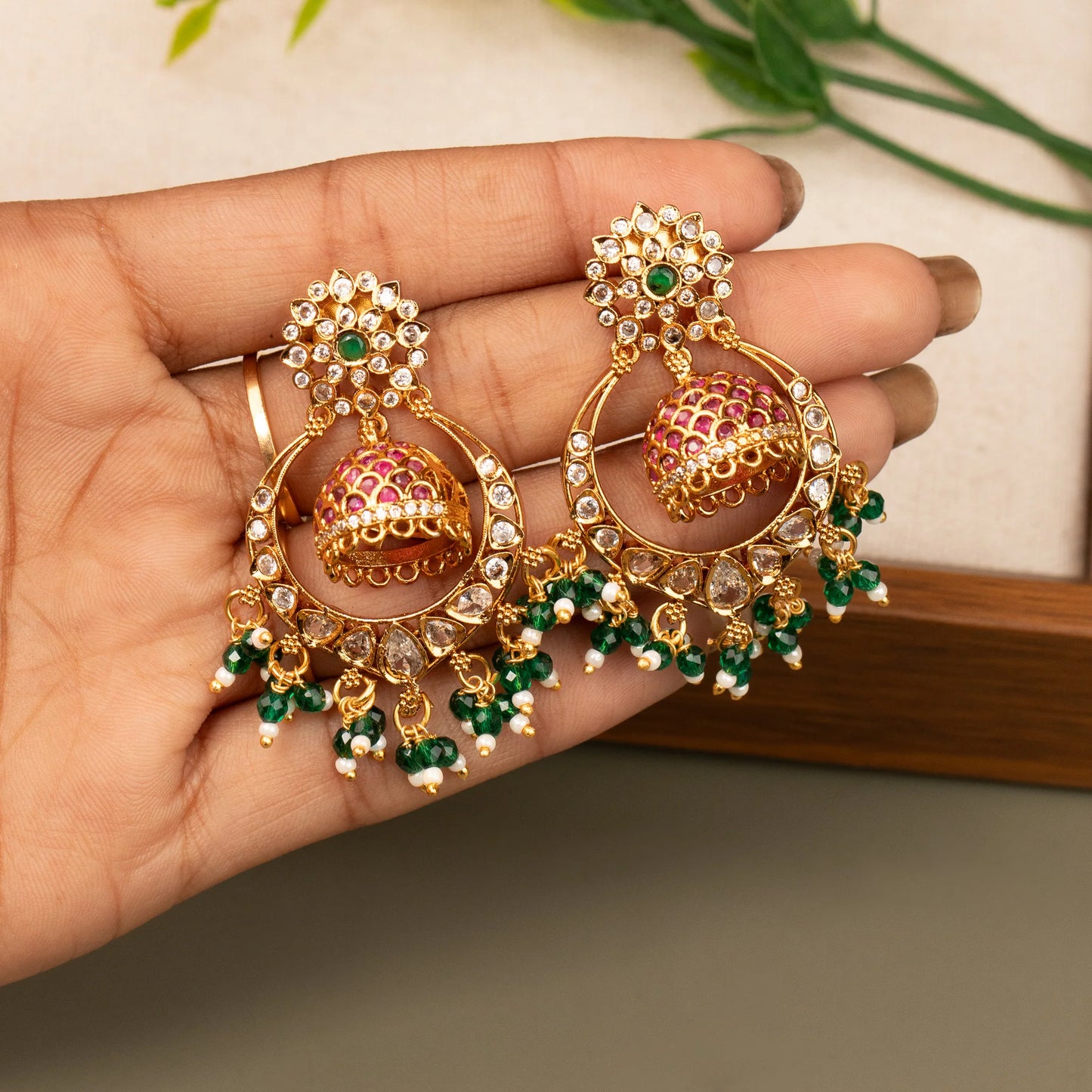 Gold-Toned Chandbali Butta Earring ER 1050