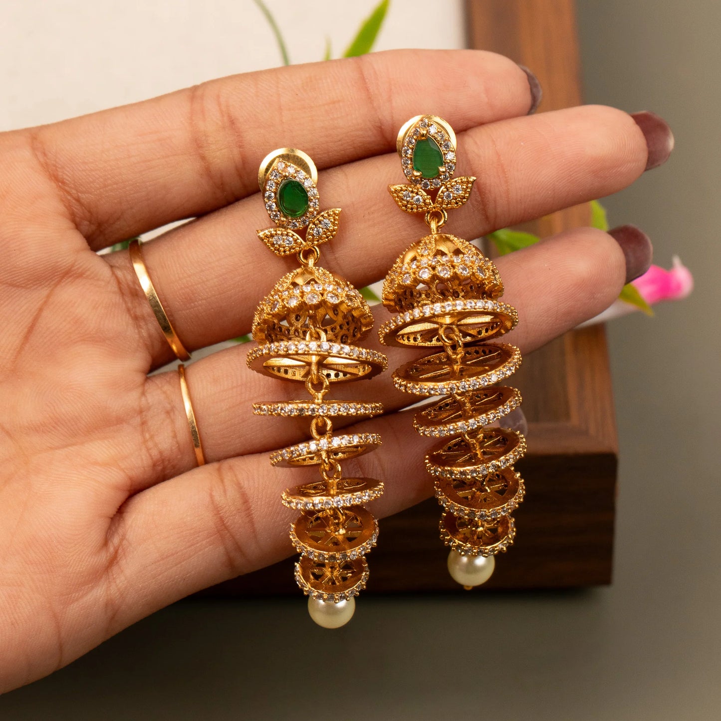 Gold-Floral Layered Earring ER 1039