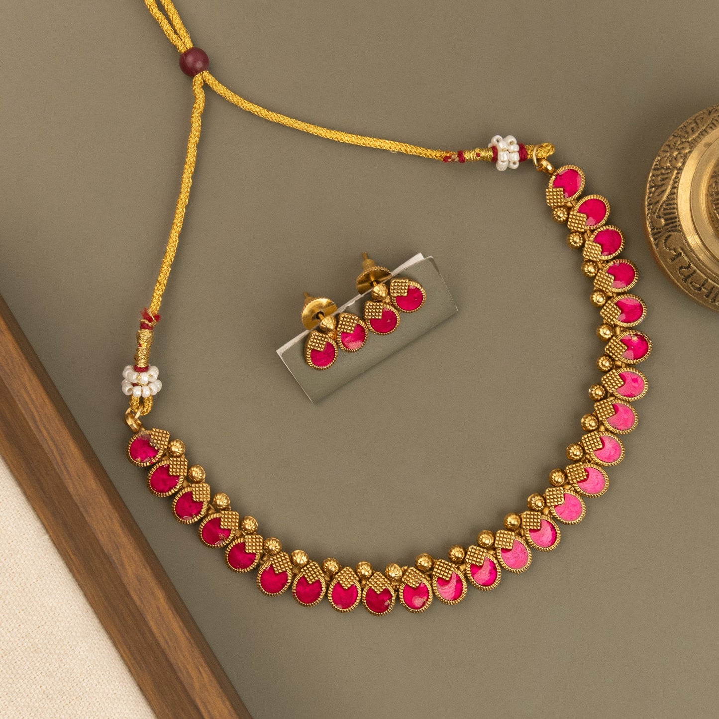 Gold-Toned Traditional  Lakshmi  Necklace 1832