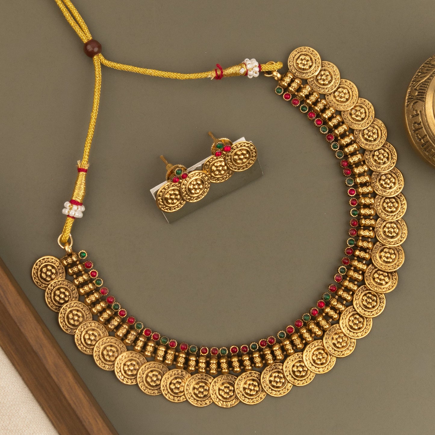 Gold-Toned Floral Traditional  Necklace 1831
