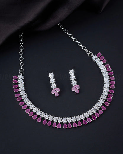 Rhodium Polish AD Necklace 633