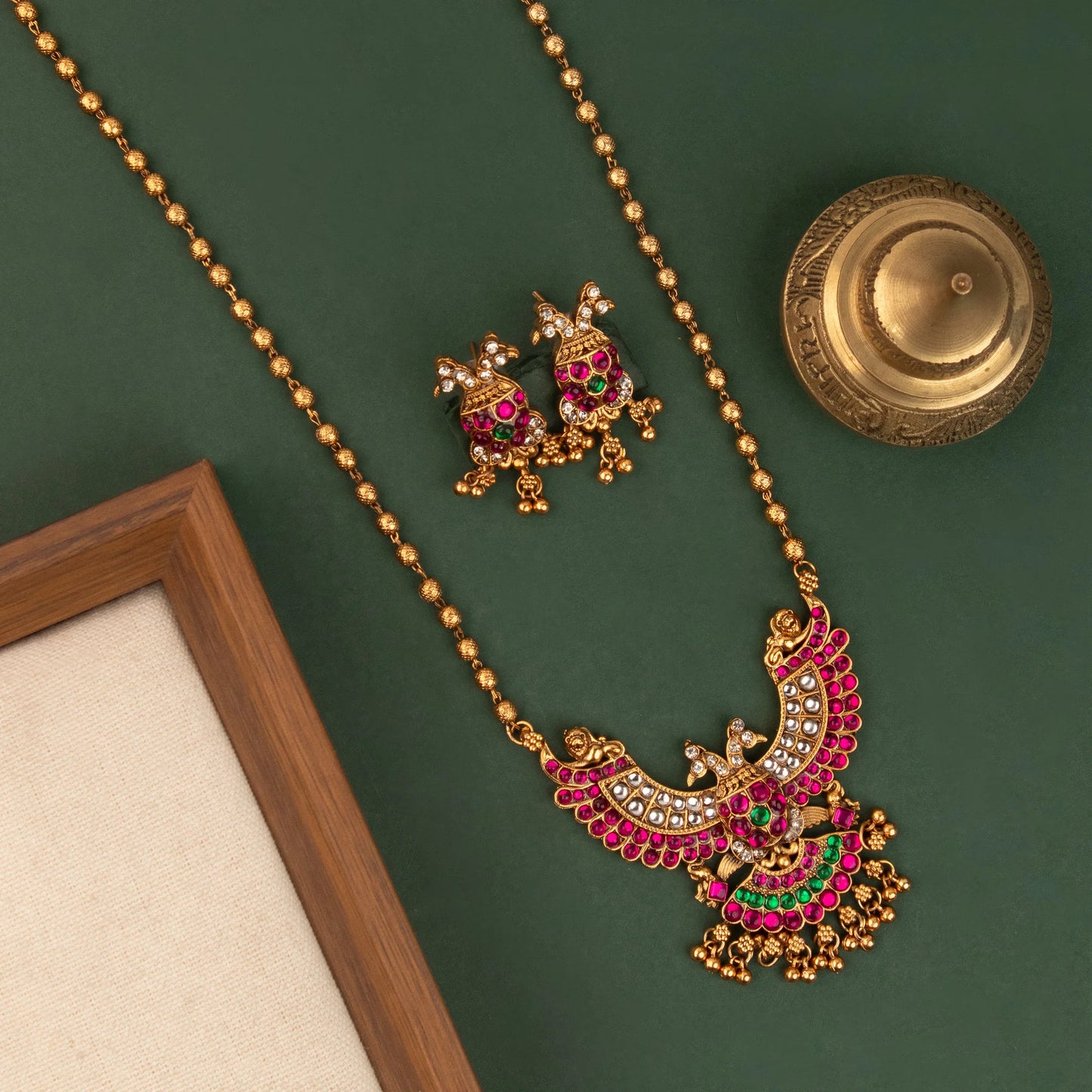 Gold-Toned Peacock Designer Long Necklace 1835