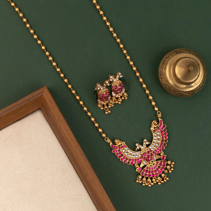Gold-Toned Peacock Designer Long Necklace 1835