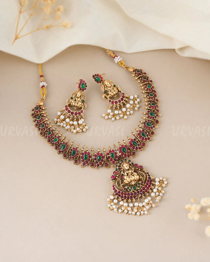 Traditional Kemp Vaahini Attigai Ruby Necklace 587