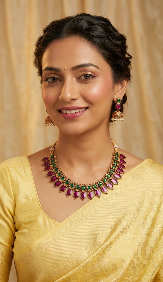 Gold-Toned Kovai Palakka Version Necklace 166