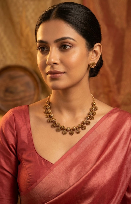 Gold-Toned Bead Designed Necklace 176