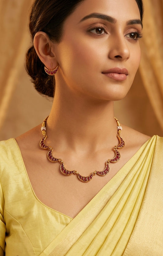 Gold-Toned Chaandbhali Designed Necklace 173